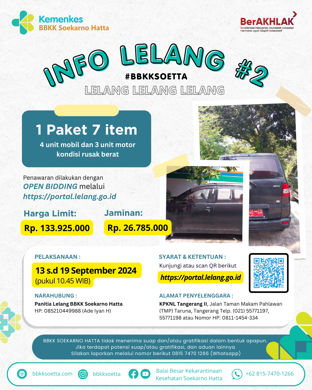 Informasi Lelang Barang Milik Negara Kendaraan Mobil dan Motor BBKK Soekarno Hatta