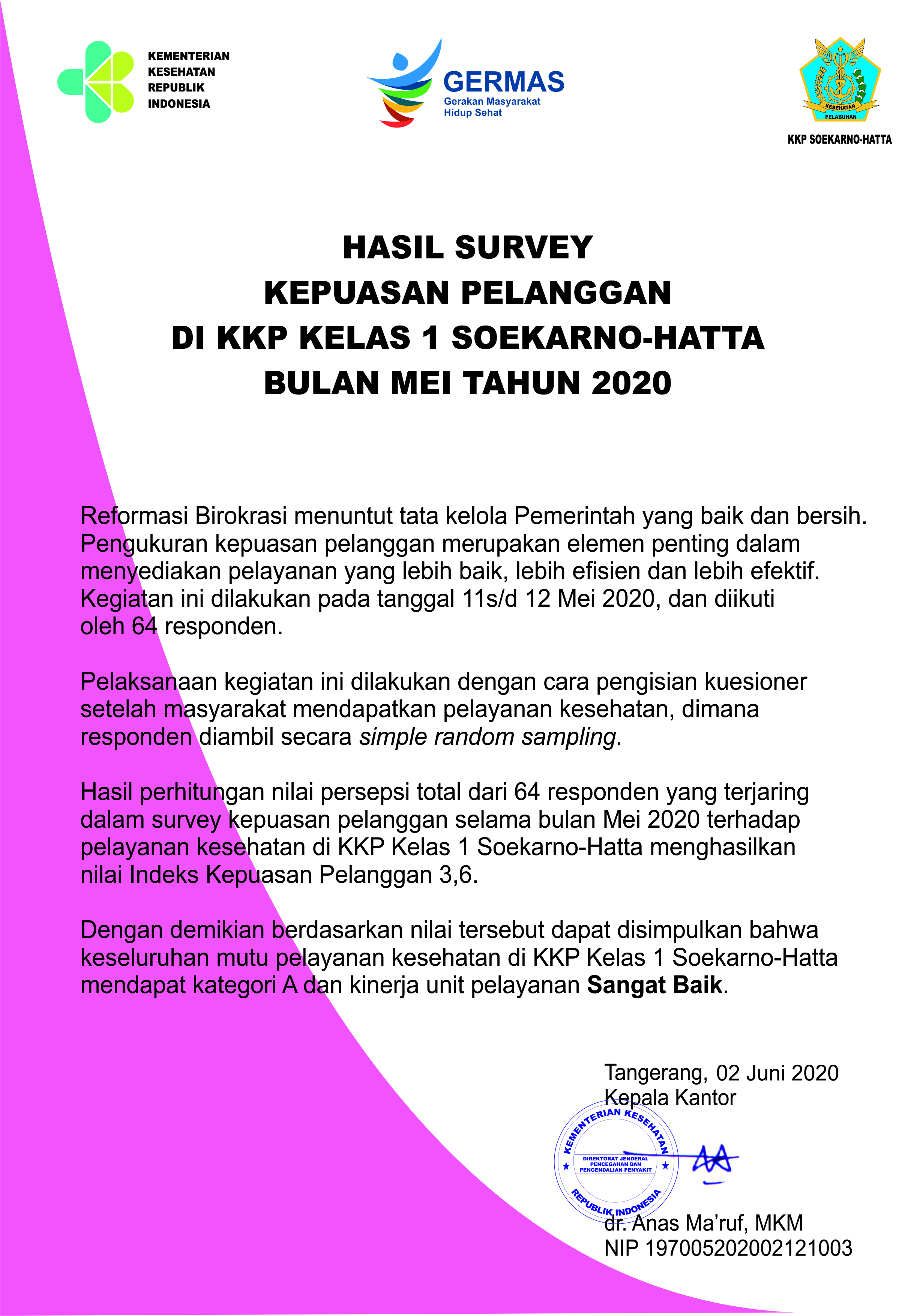 SURVEI KEPUASAN PELANGGAN BULAN MEI 2020